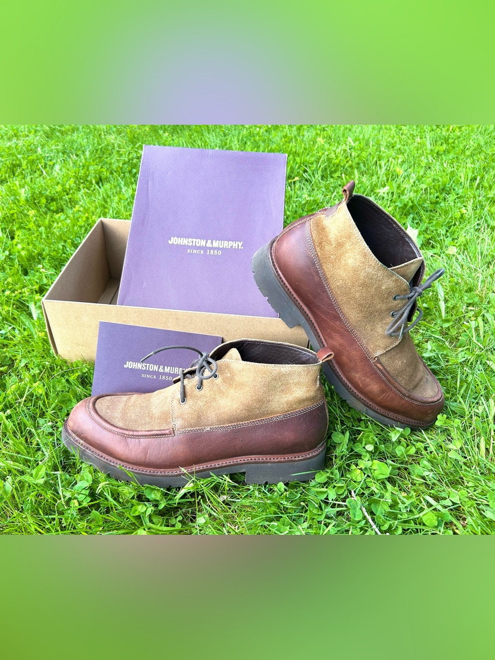 Johnston & Murphy Brown Two-Tone Suede and Leather Chukka Boots